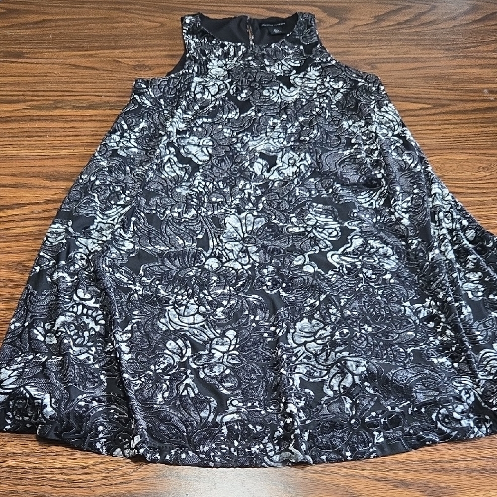 Adrienne Vittadini Black Floral Strapless Dress